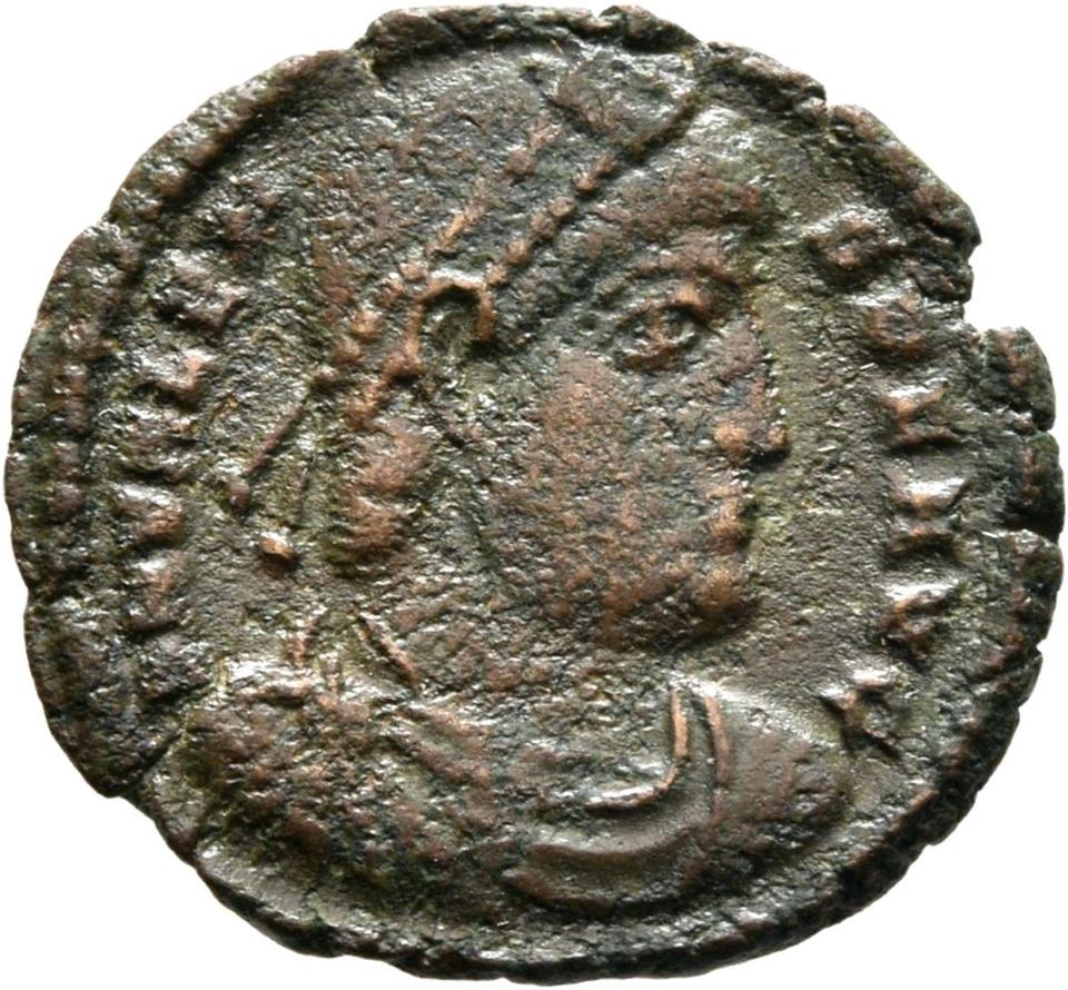 Valentinian I, copper-alloy ae3, collection photograph Mainz-ID964, obverse
