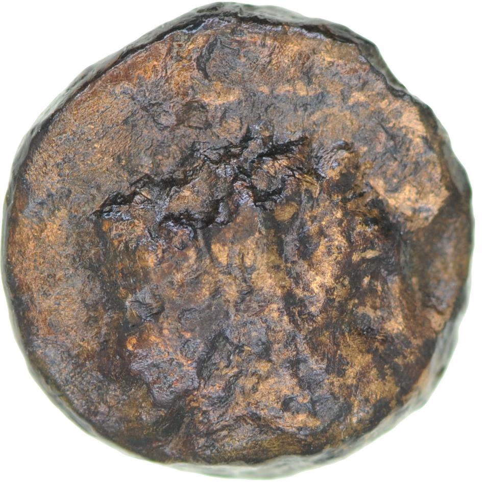 Ptolemy I Soter, copper-alloy hemiobol, collection photograph CEAlex-3889, obverse