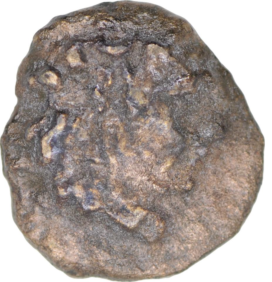 Ptolemy I Soter, copper-alloy hemiobol, collection photograph CEAlex-3930, obverse