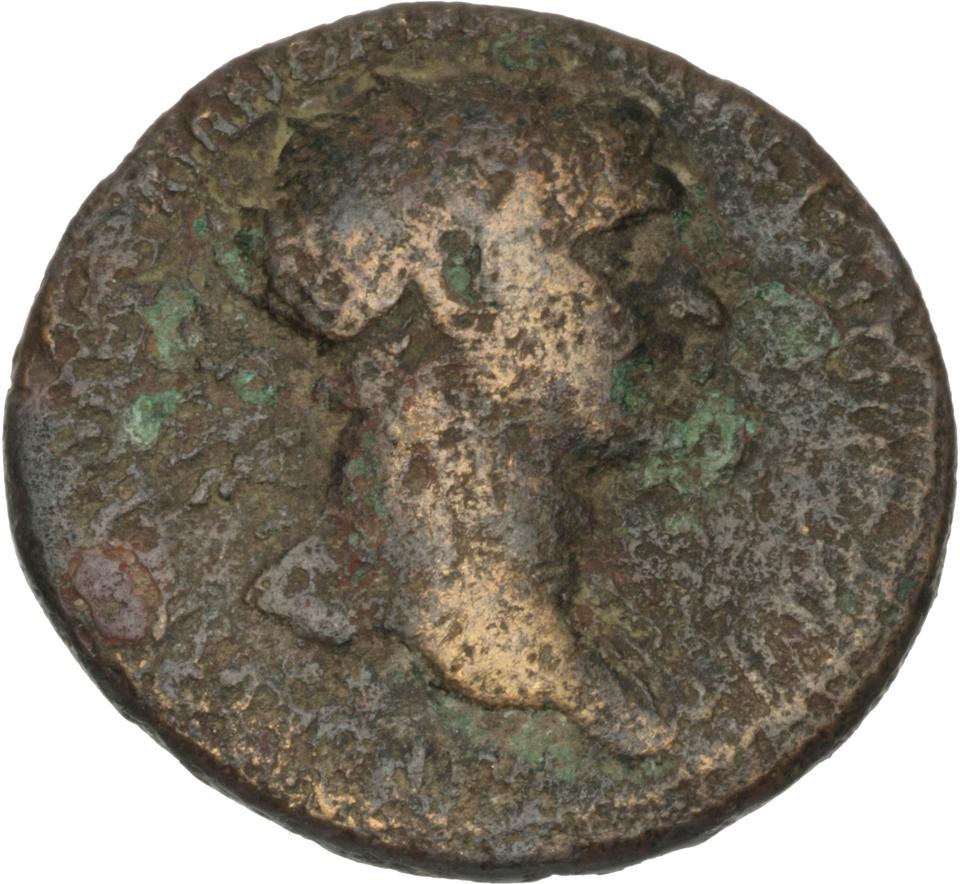 Trajan, copper-alloy dupondius, collection photograph Herzog-ID66, obverse