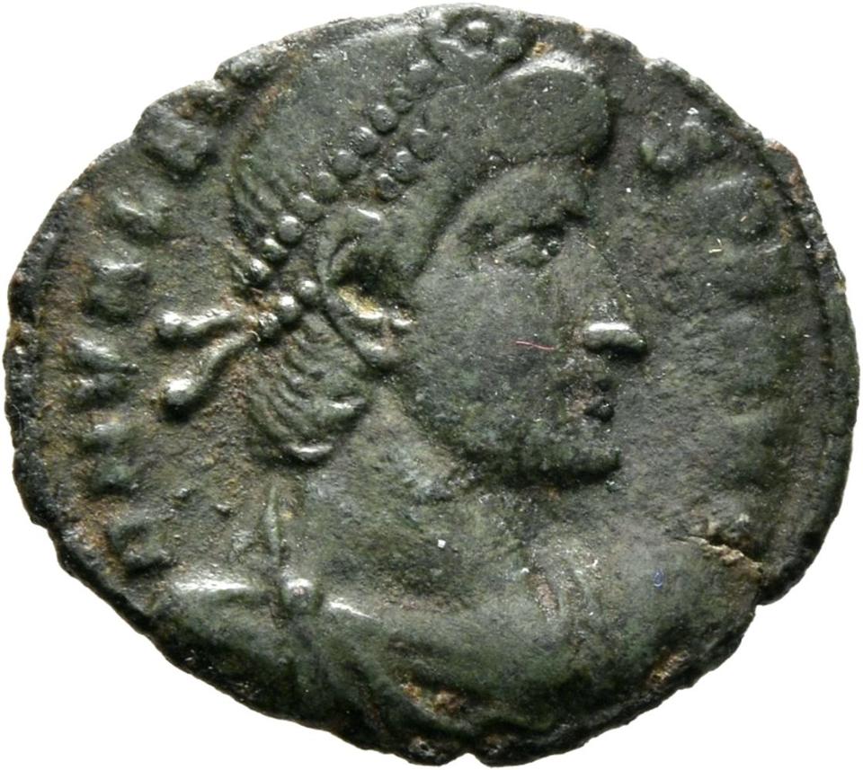 Valentinian I, copper-alloy ae3, collection photograph Mainz-ID963, obverse