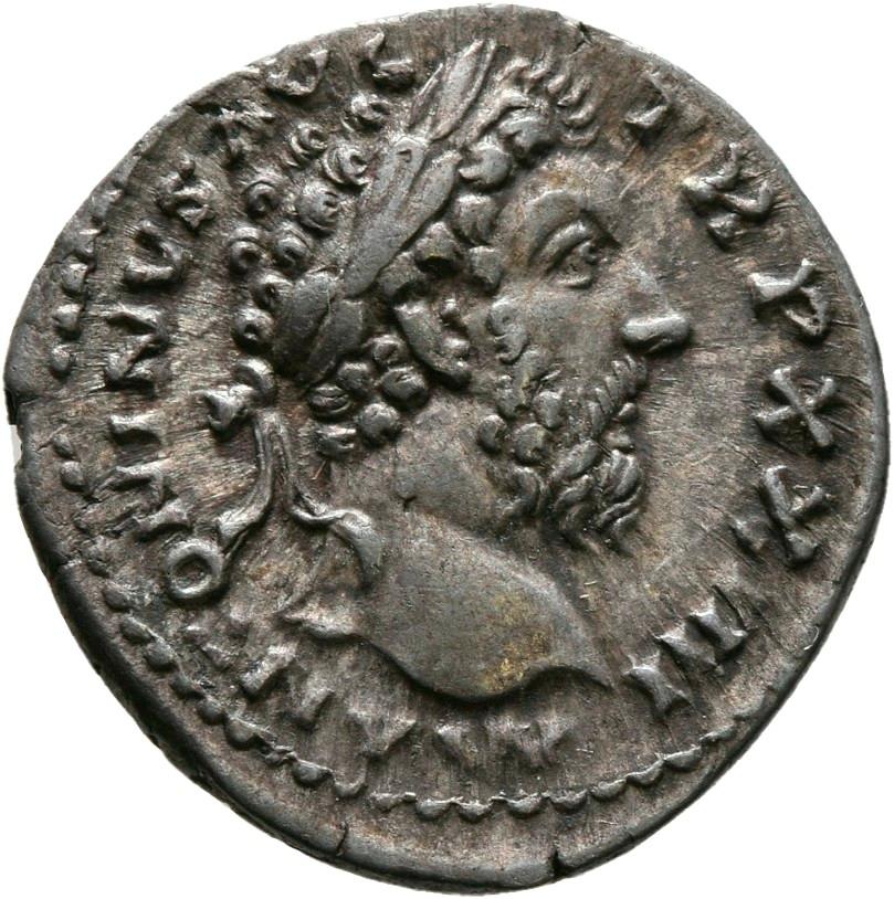 Marcus Aurelius, silver denarius, collection photograph Mainz-ID343, obverse