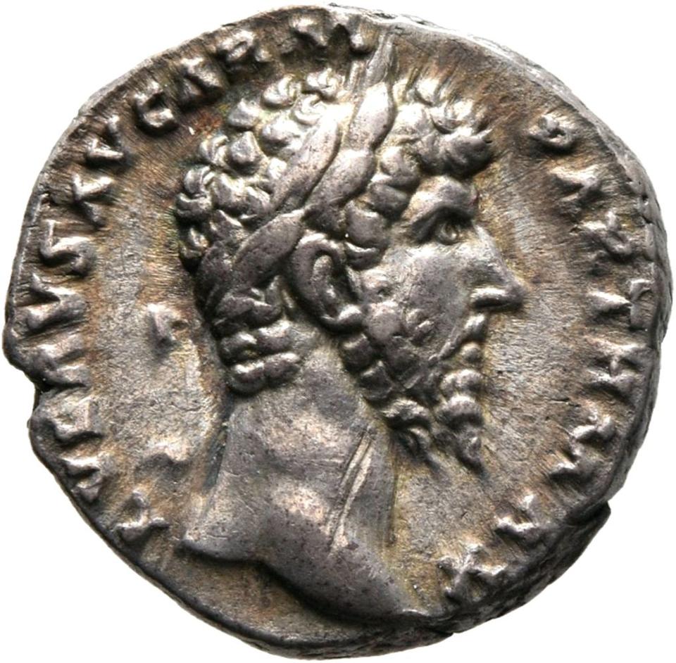 Marcus Aurelius, silver denarius, collection photograph Mainz-ID368, obverse