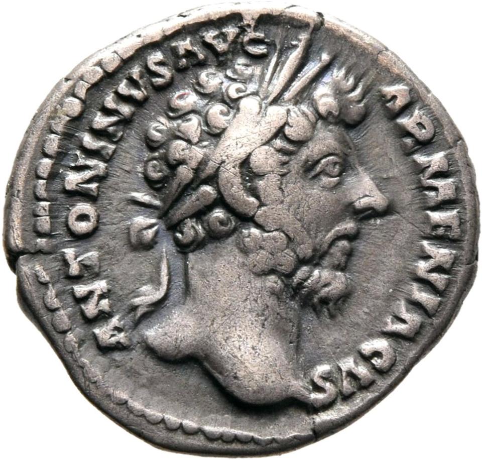 Marcus Aurelius, silver denarius, collection photograph Mainz-ID342, obverse