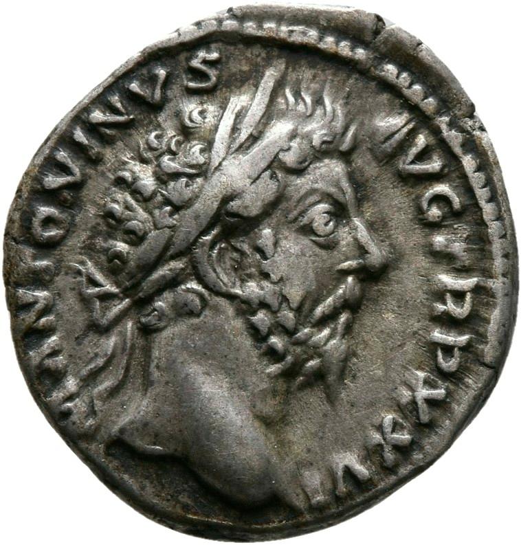 Marcus Aurelius, silver denarius, collection photograph Mainz-ID344, obverse