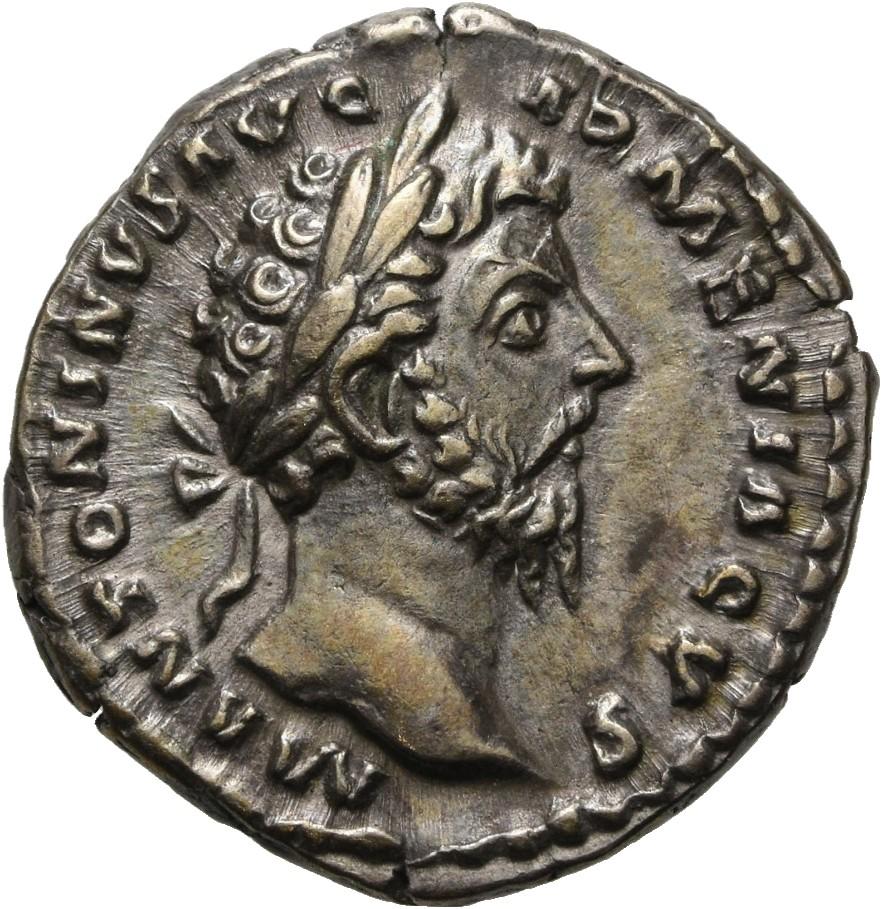 Marcus Aurelius, silver denarius, collection photograph Herzog-ID2597, obverse
