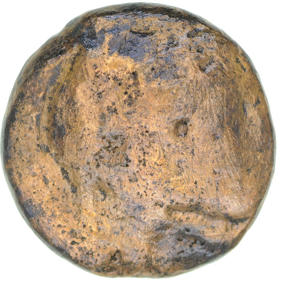 Ptolemy I Soter, copper-alloy obol, collection photograph CEAlex-3985, obverse
