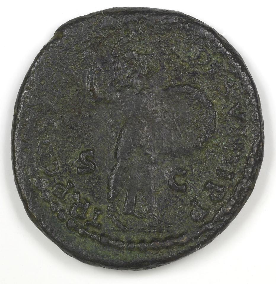 Domitian, copper-alloy as, collection photograph IATH-1994.10.5, reverse