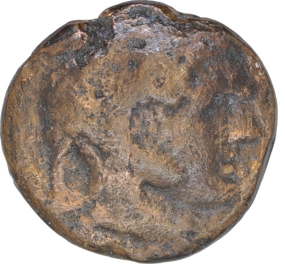 Ptolemy I Soter, copper-alloy obol, collection photograph CEAlex-3965, obverse