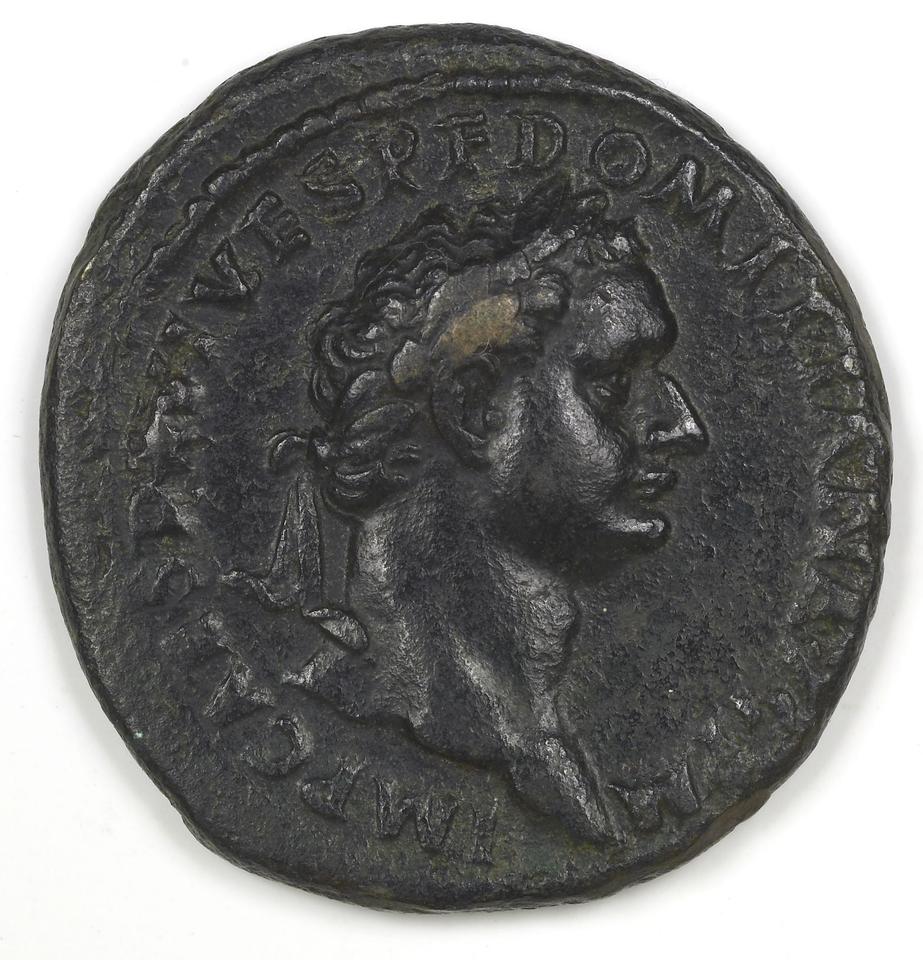 Domitian, copper-alloy as, collection photograph IATH-1994.10.5, obverse