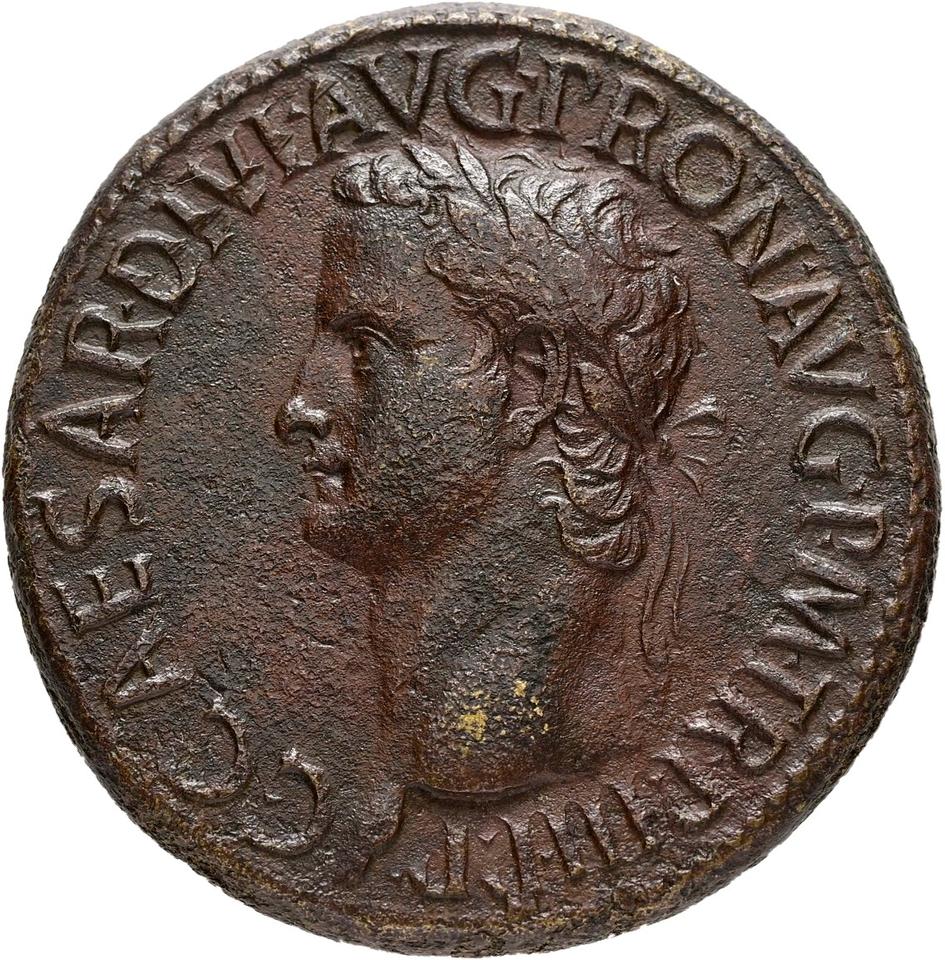 Caligula, Bronze sestertius, collection photograph Hamburg-ID400, obverse