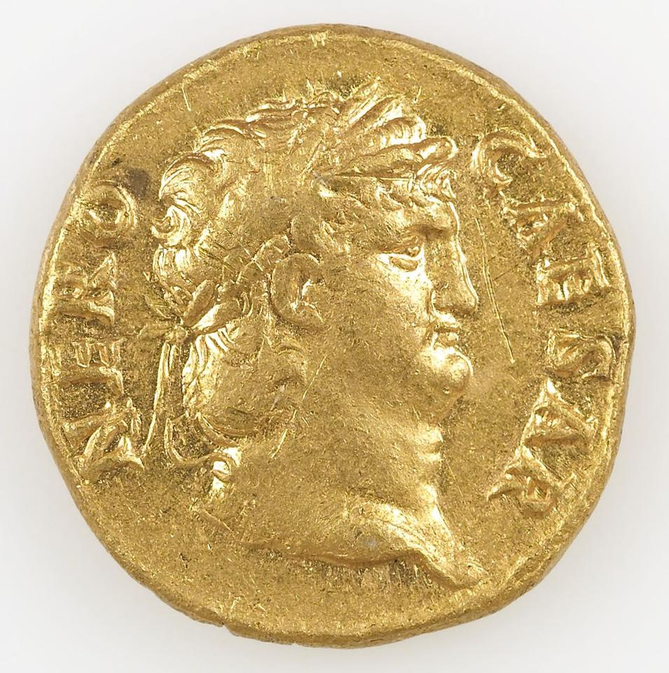 Nero, Gold aureus, collection photograph IATH-1990.18.1, obverse
