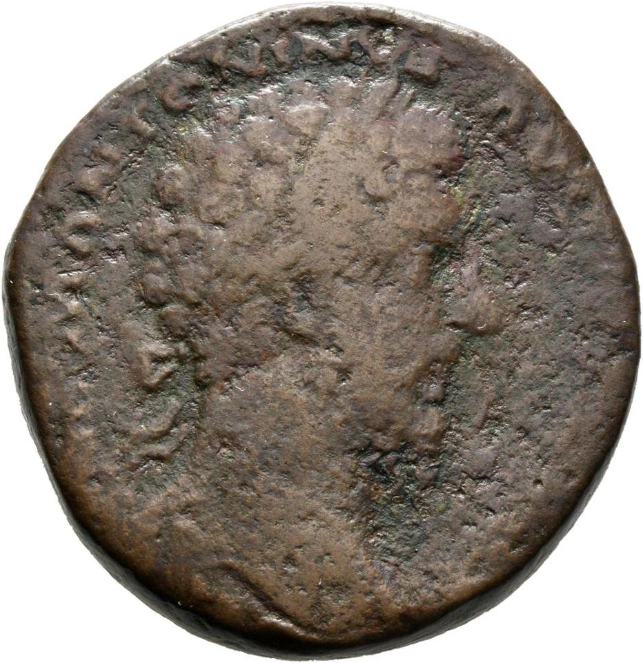 Marcus Aurelius, copper-alloy sestertius, collection photograph Mainz-ID348, obverse