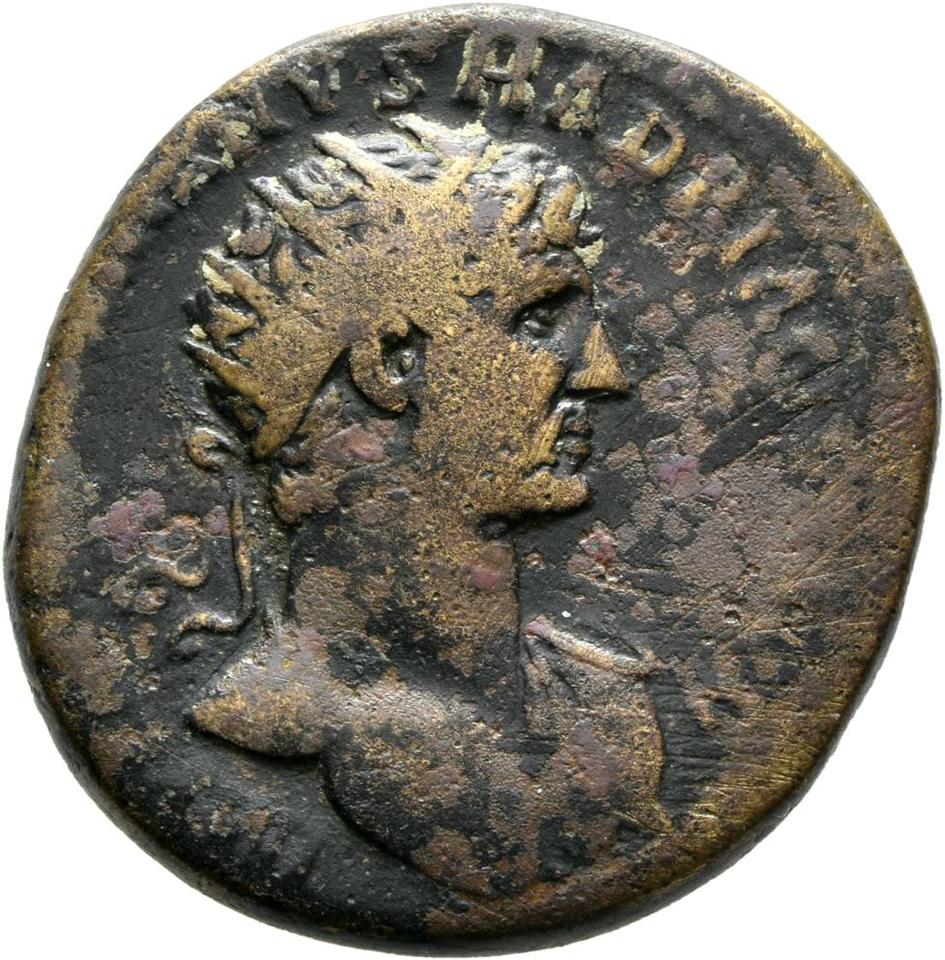 Hadrian, copper-alloy dupondius, collection photograph Mainz-ID39, obverse
