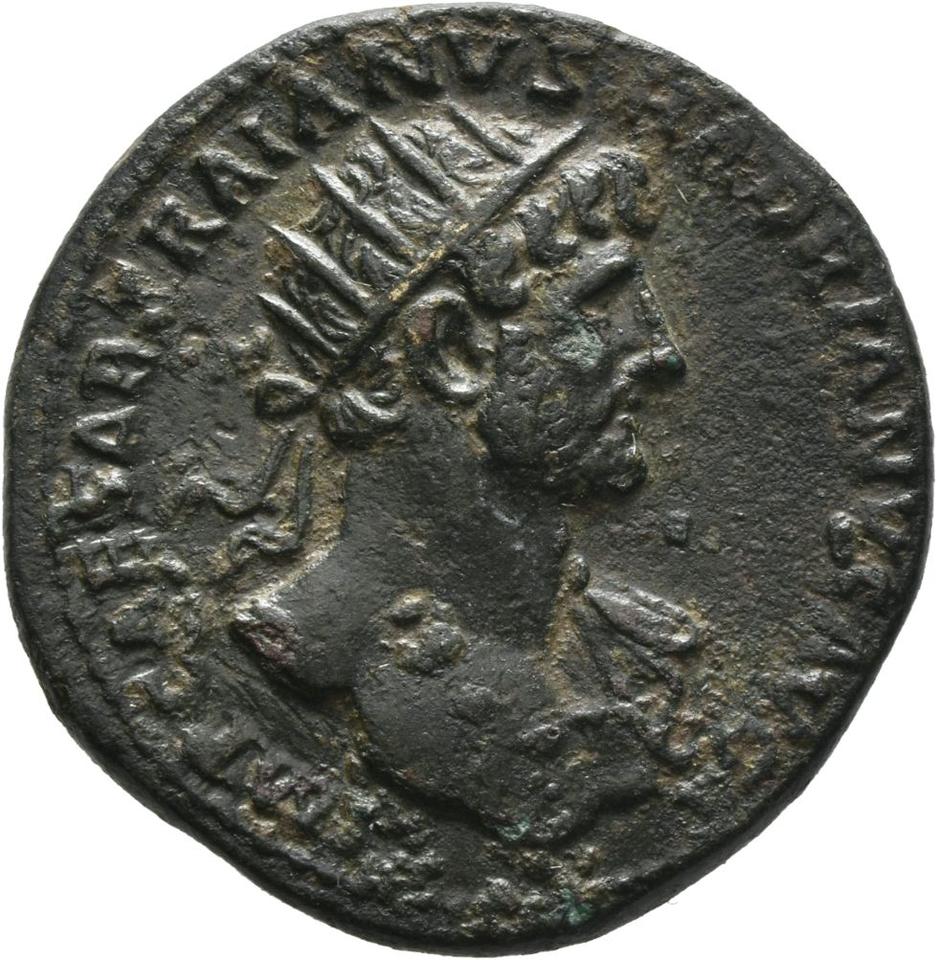 Hadrian, copper-alloy dupondius, collection photograph Mainz-ID251, obverse