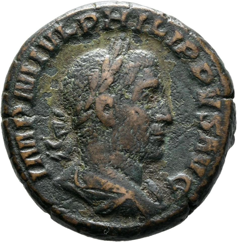 Philip the Arab, copper-alloy as, collection photograph Mainz-ID706, obverse