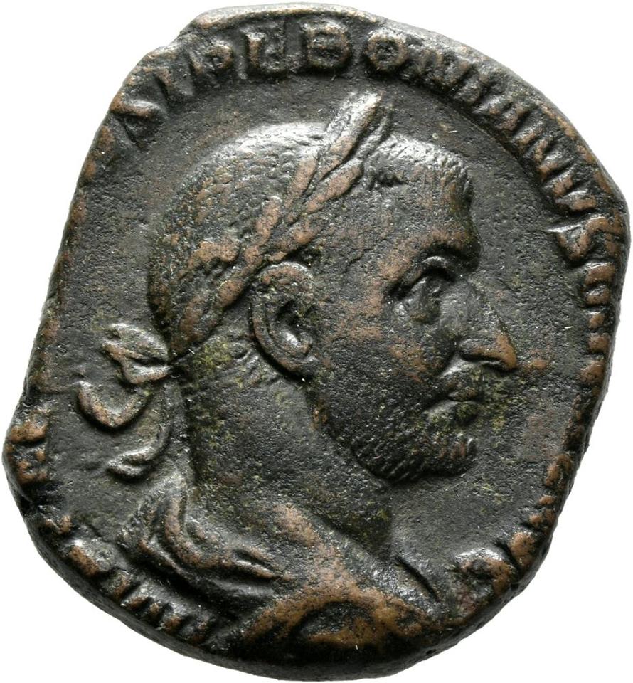 Trebonianus Gallus, copper-alloy sestertius, collection photograph Mainz-ID741, obverse