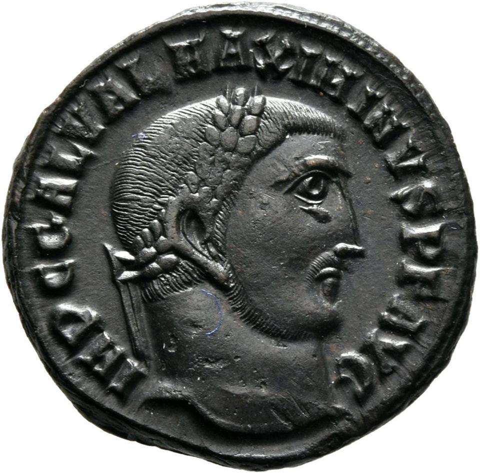 Maximinus Daia, copper-alloy ae2, collection photograph Mainz-ID180, obverse