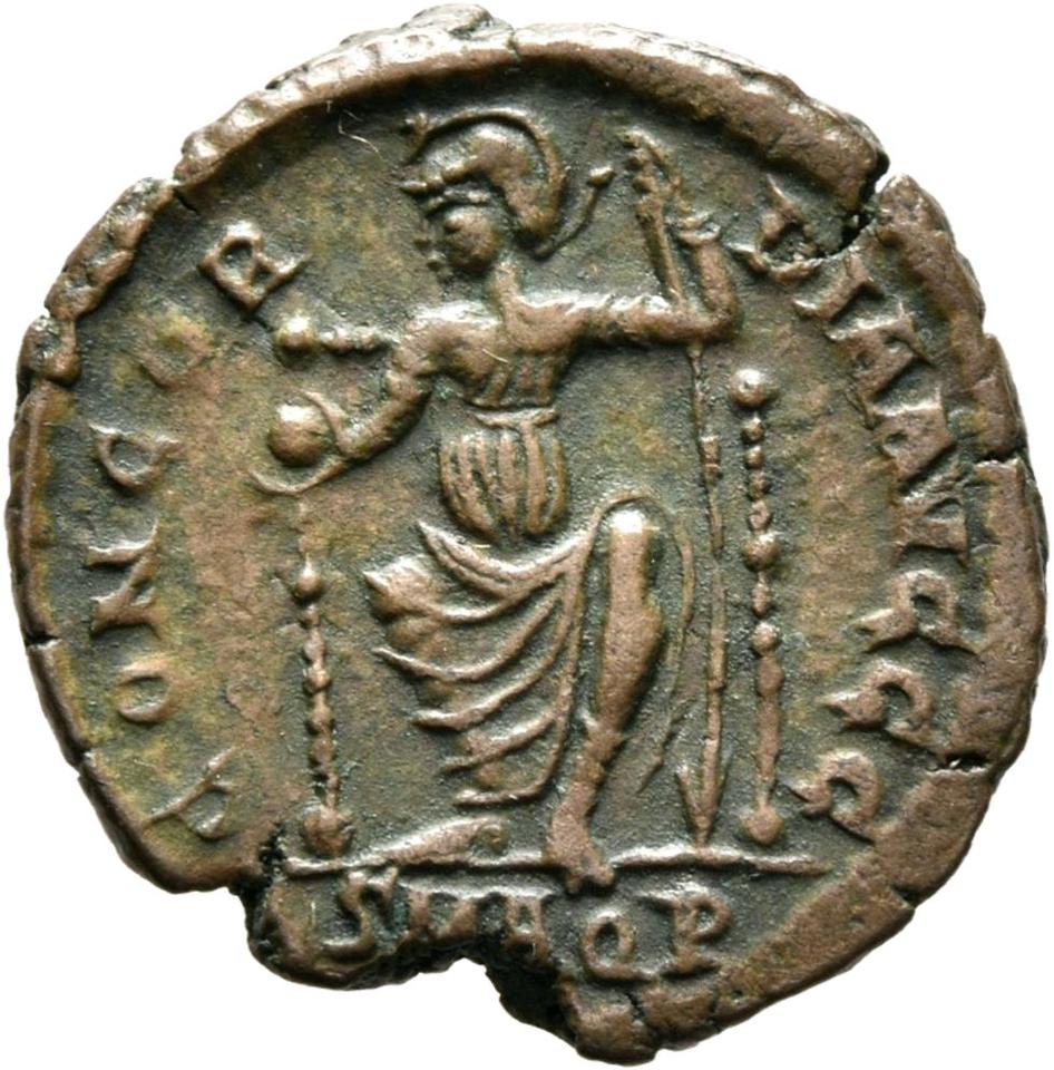 Valentinian II, copper-alloy ae3, collection photograph Mainz-ID954, reverse