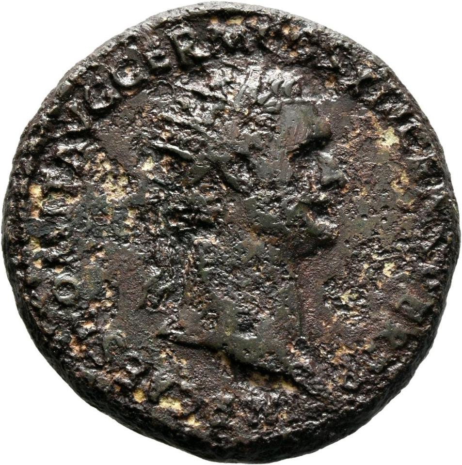 Domitian, copper-alloy dupondius, collection photograph Mainz-ID40, obverse