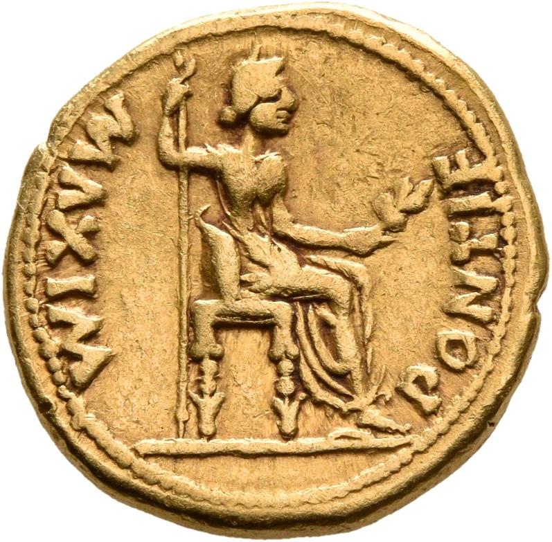 Tiberius, Gold aureus, collection photograph Mainz-ID471, reverse