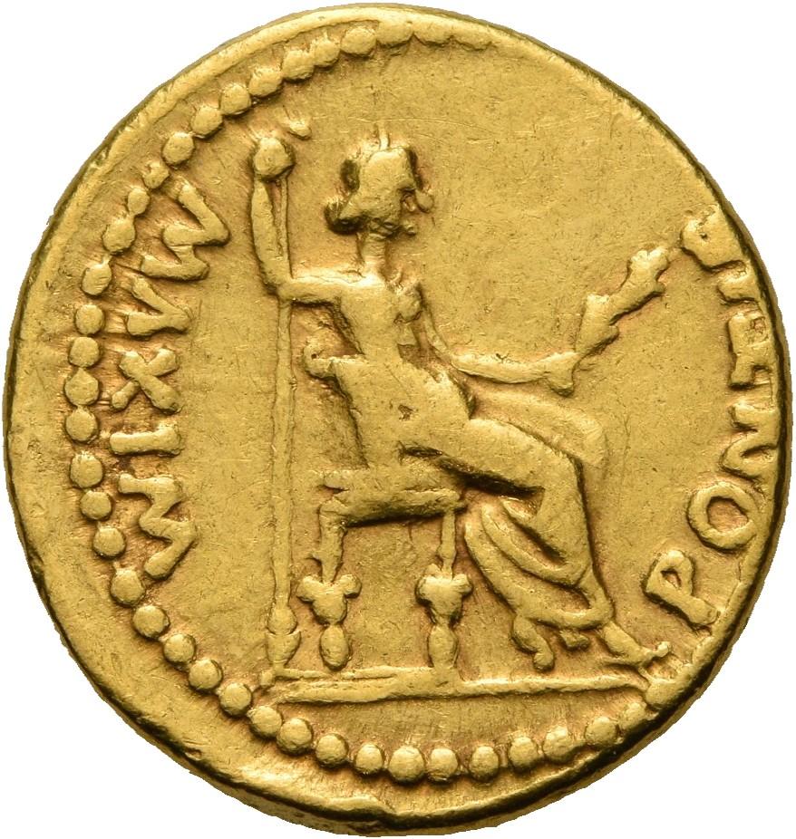 Tiberius, Gold aureus, collection photograph Herzog-ID2587, reverse