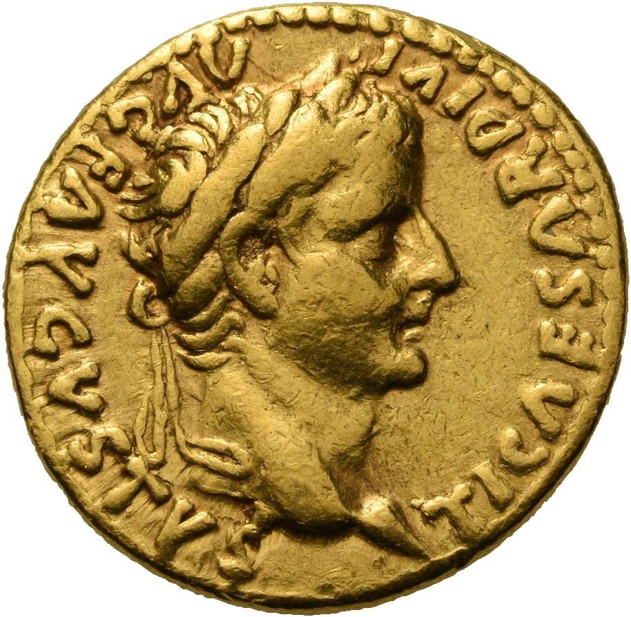 Tiberius, Gold aureus, collection photograph Herzog-ID2587, obverse