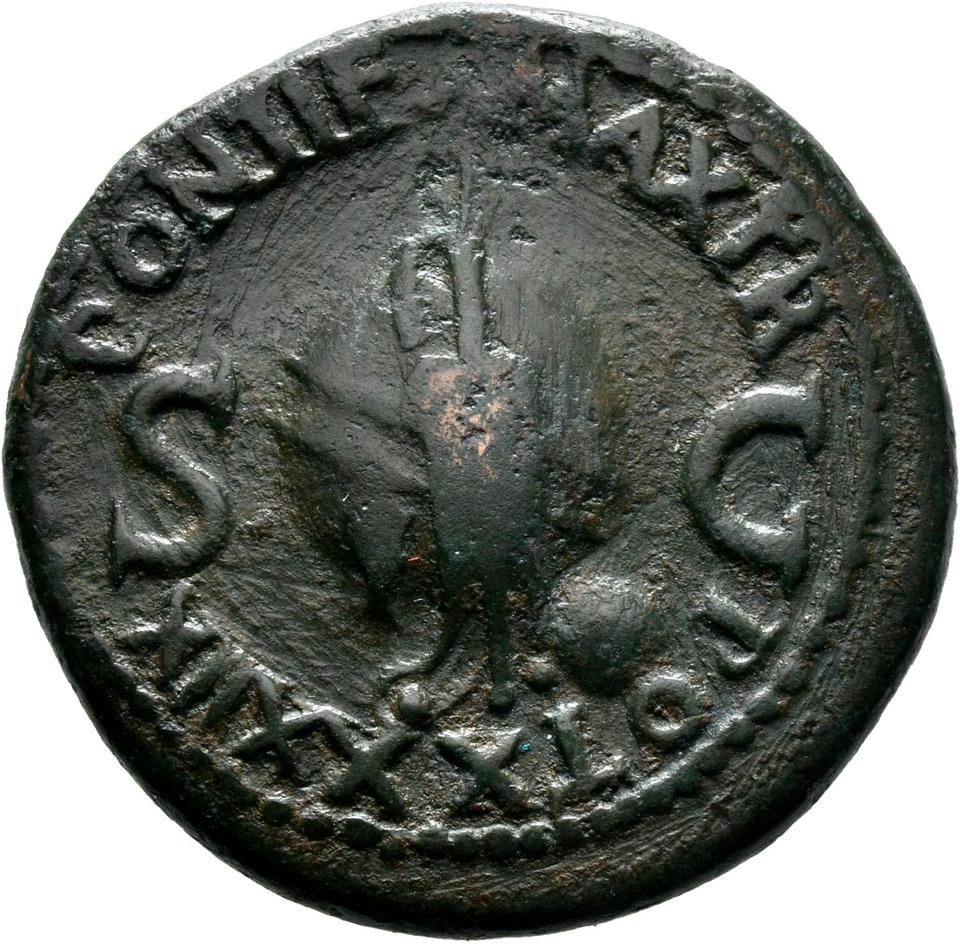 Tiberius, copper-alloy as, collection photograph Mainz-ID474, reverse