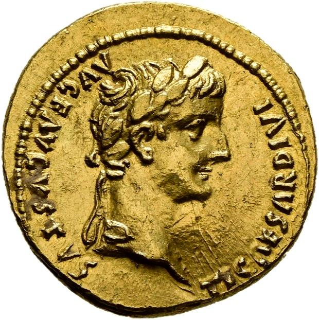 Tiberius, Gold aureus, collection photograph Hamburg-ID2775, obverse