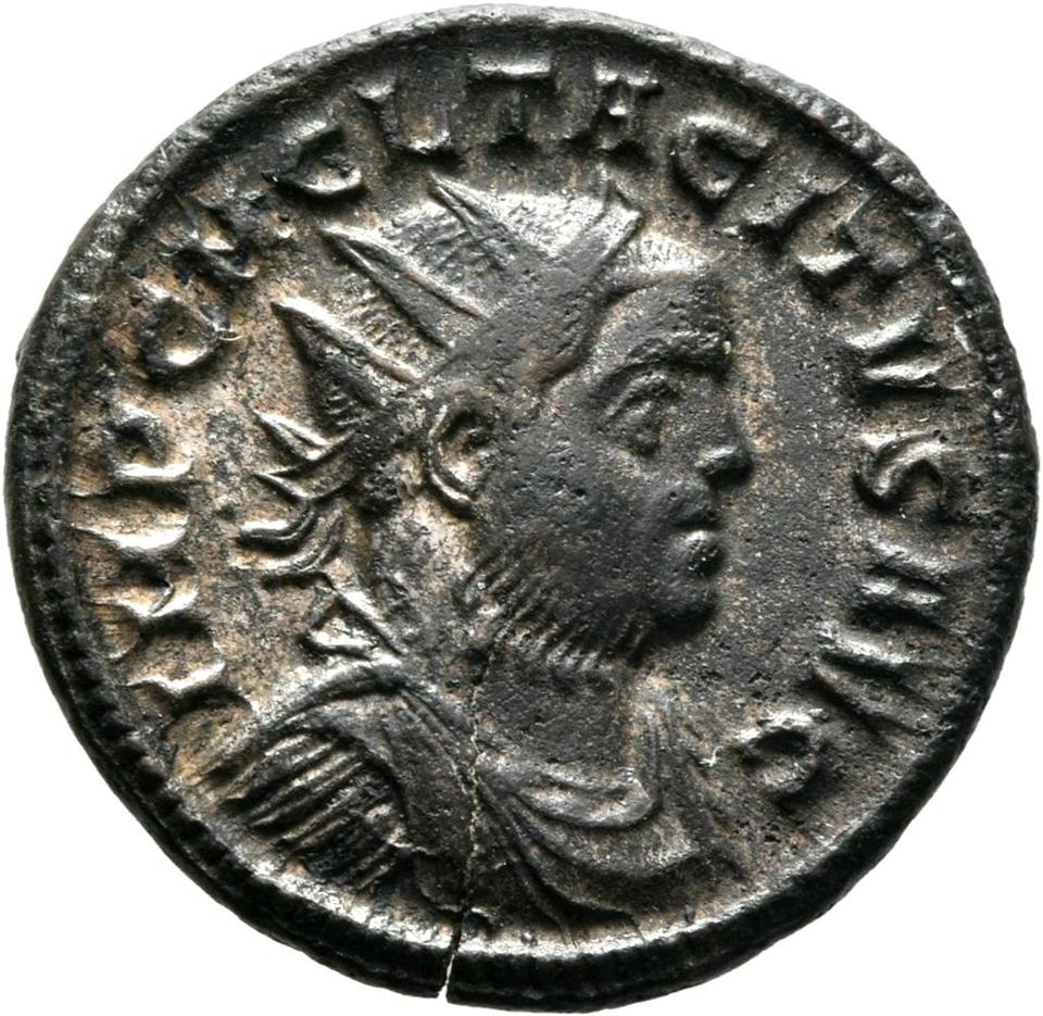 Marcus Claudius Tacitus, silver antoninianus, collection photograph Mainz-ID179, obverse