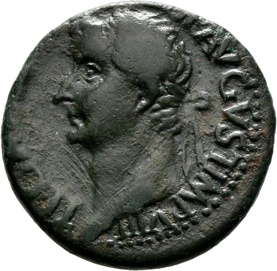 Tiberius, copper-alloy as, collection photograph Mainz-ID474, obverse