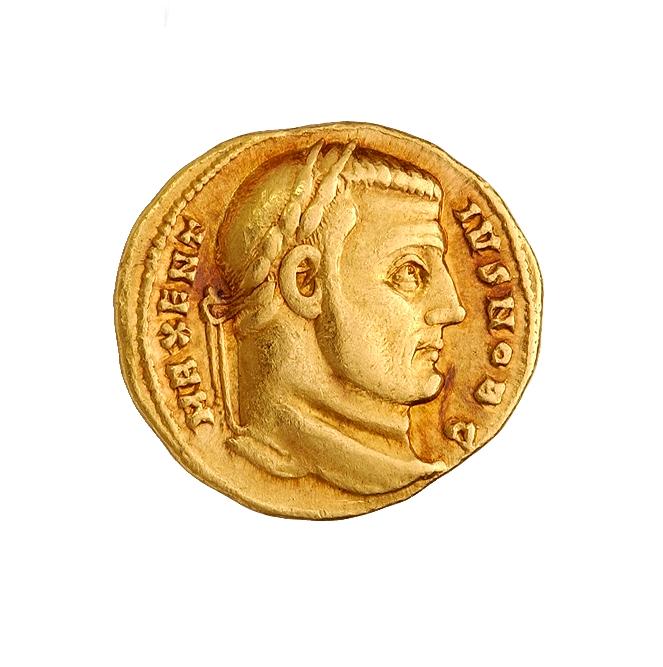 Maxentius, gold aureus, collection photograph ANS-1967.153.27, obverse