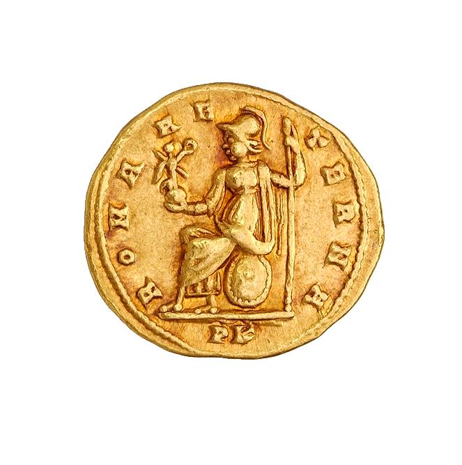 Maxentius, gold aureus, collection photograph ANS-1967.153.27, reverse