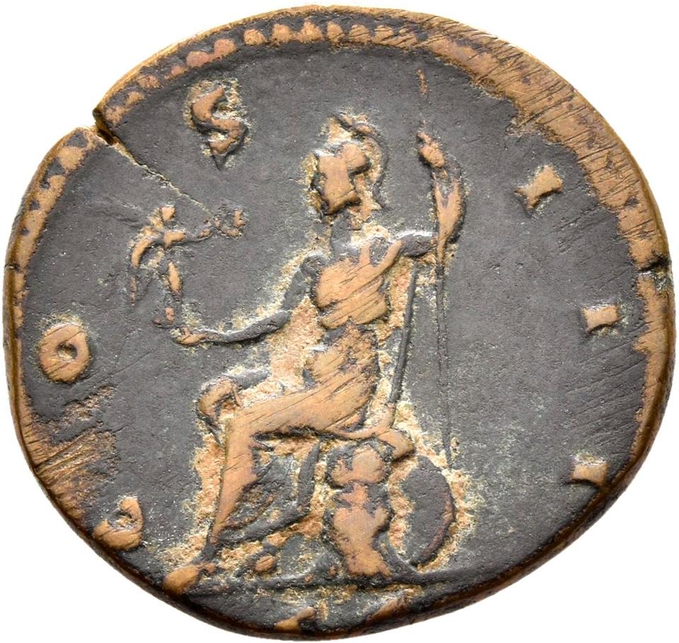 Hadrian, copper-alloy as, collection photograph Rostock-ID161, reverse