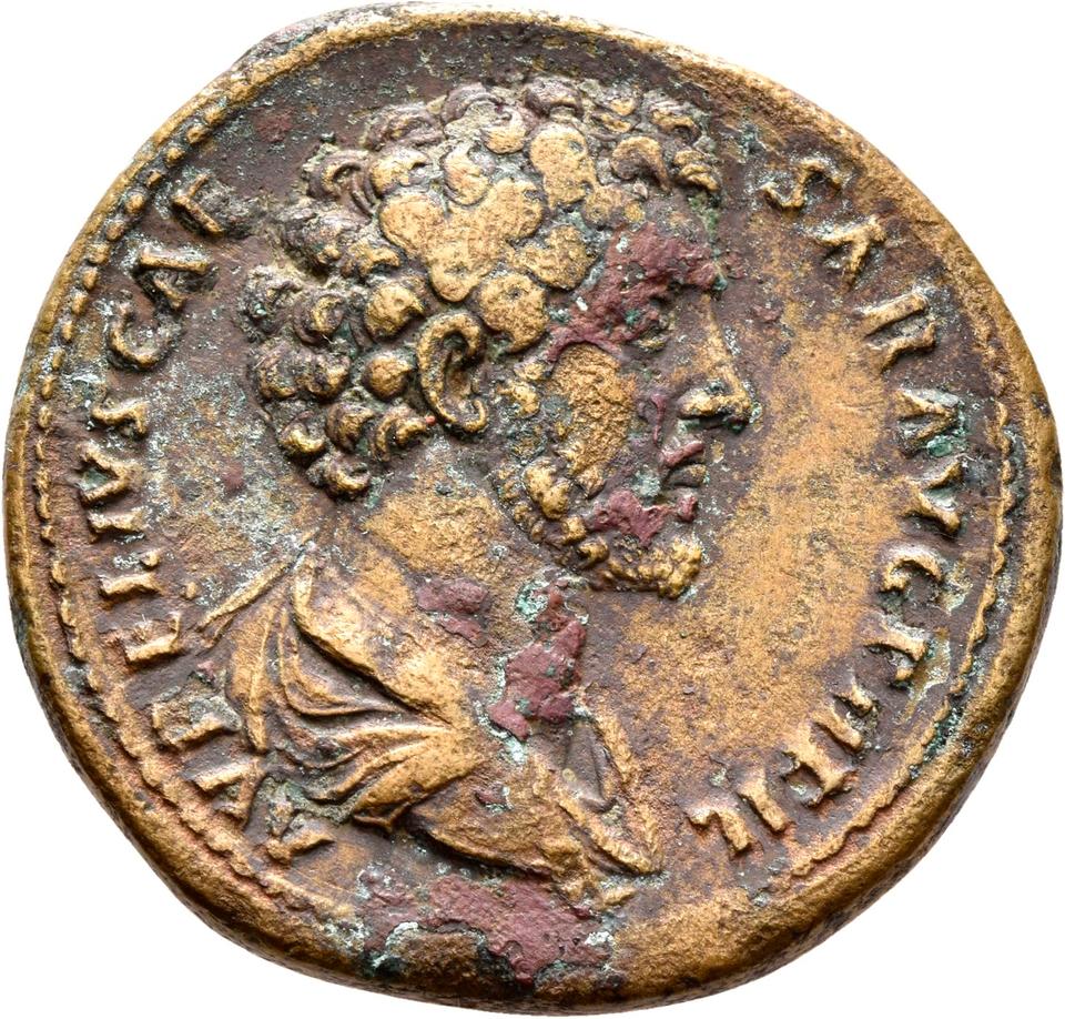 Antoninus Pius, copper-alloy sestertius, collection photograph Rostock-ID259, obverse