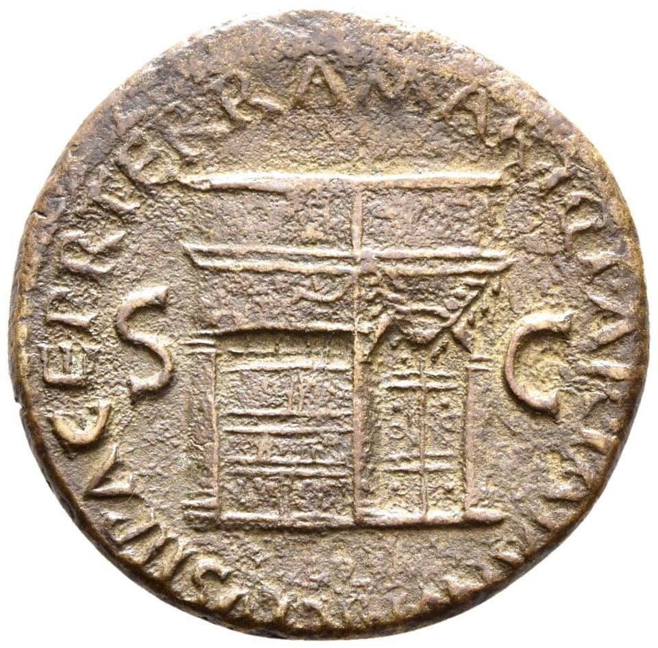 Nero, copper-alloy dupondius, collection photograph Rostock-ID55, reverse