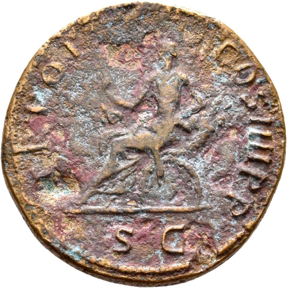 Trajan, copper-alloy dupondius, collection photograph Rostock-ID345, reverse