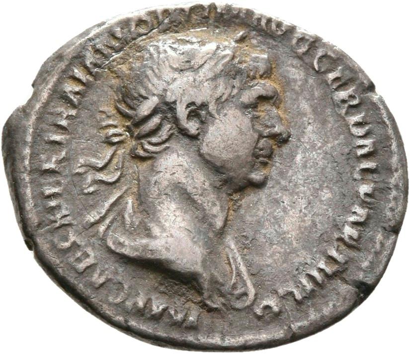 Trajan, silver denarius, collection photograph Rostock-ID119, obverse