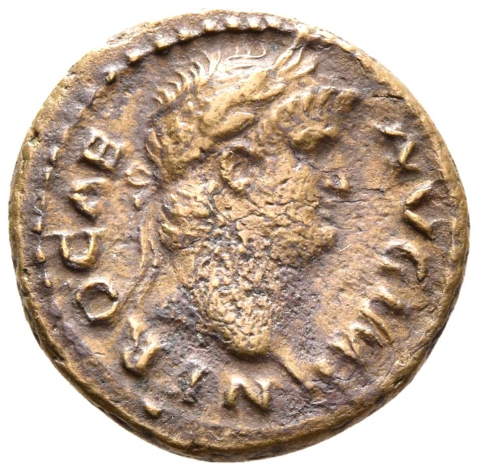 Nero, copper-alloy semis, collection photograph Rostock-ID54, obverse