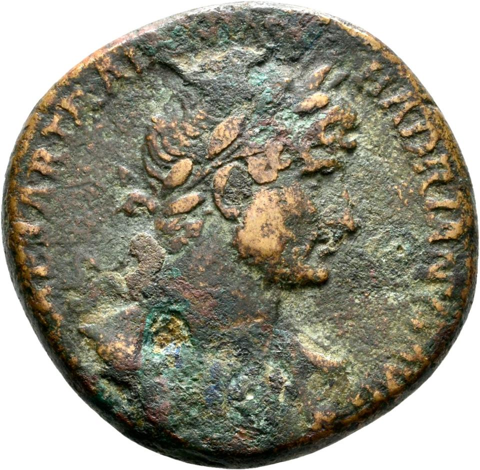 Hadrian, copper-alloy sestertius, collection photograph Rostock-ID384, obverse