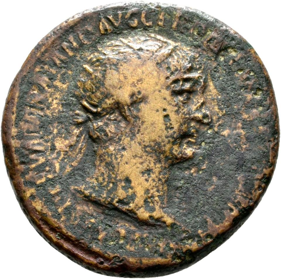 Trajan, copper-alloy dupondius, collection photograph Rostock-ID362, obverse