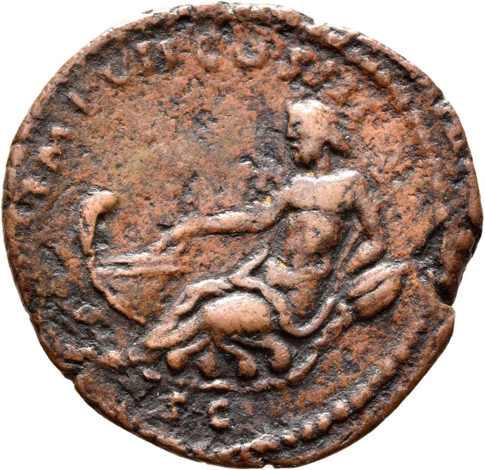 Marcus Aurelius, copper-alloy as, collection photograph Rostock-ID275, reverse