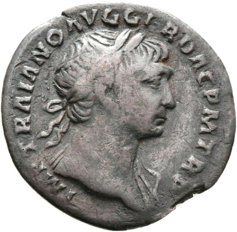 Trajan, silver denarius, collection photograph Rostock-ID113, obverse