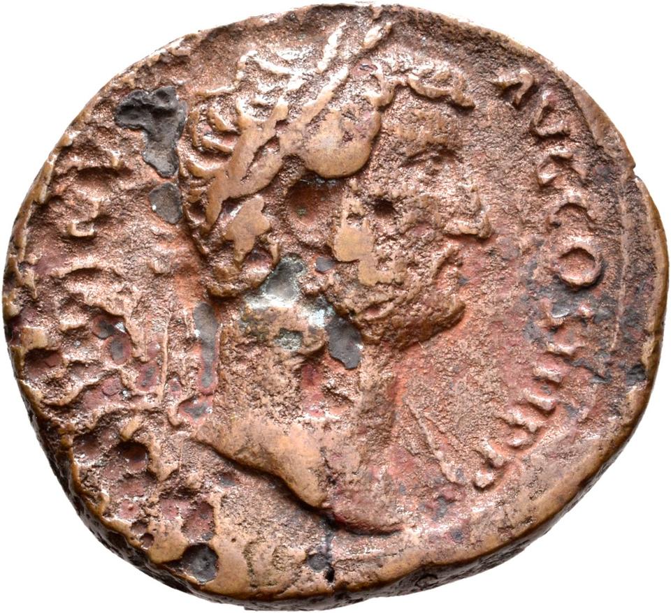 Hadrian, copper-alloy sestertius, collection photograph Rostock-ID404, obverse