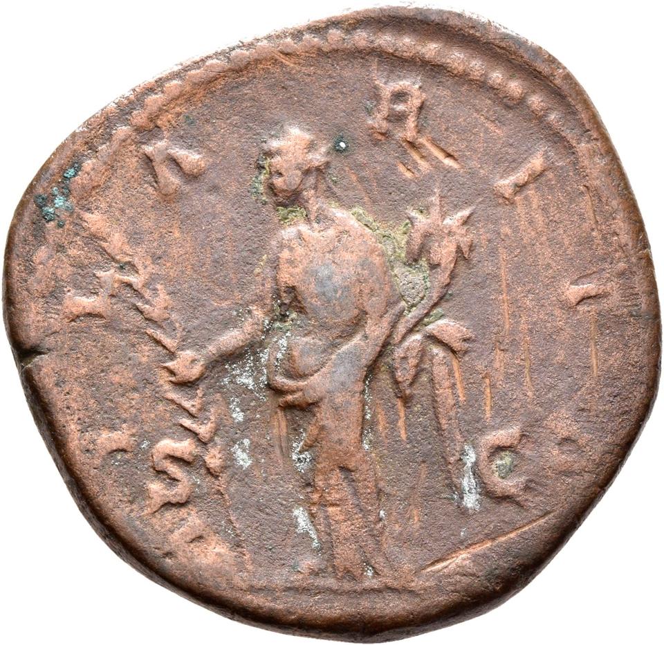 Marcus Aurelius, copper-alloy sestertius, collection photograph Rostock-ID284, reverse