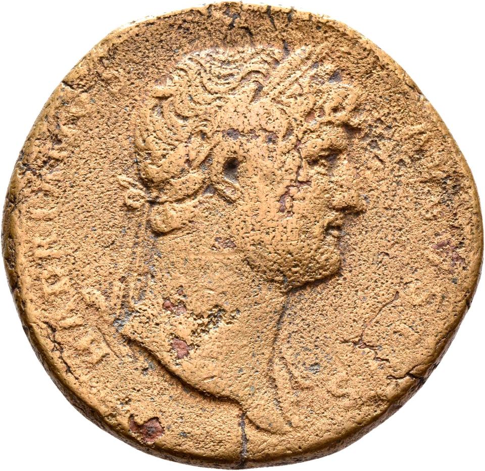 Hadrian, copper-alloy sestertius, collection photograph Rostock-ID157, obverse