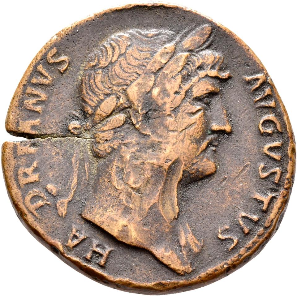Hadrian, copper-alloy sestertius, collection photograph Rostock-ID153, obverse