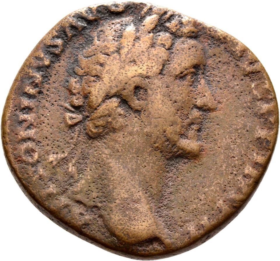 Antoninus Pius, copper-alloy sestertius, collection photograph Rostock-ID250, obverse