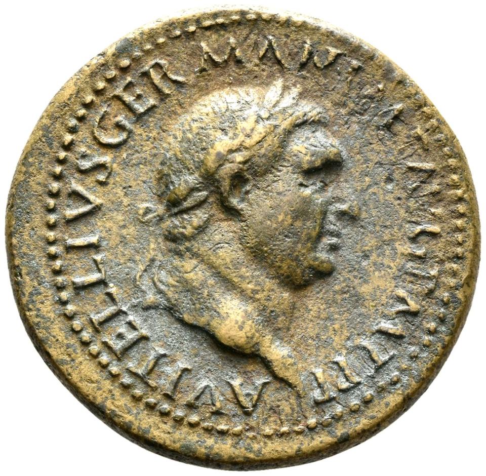 Vitellius, copper-alloy dupondius, collection photograph Rostock-ID65, obverse