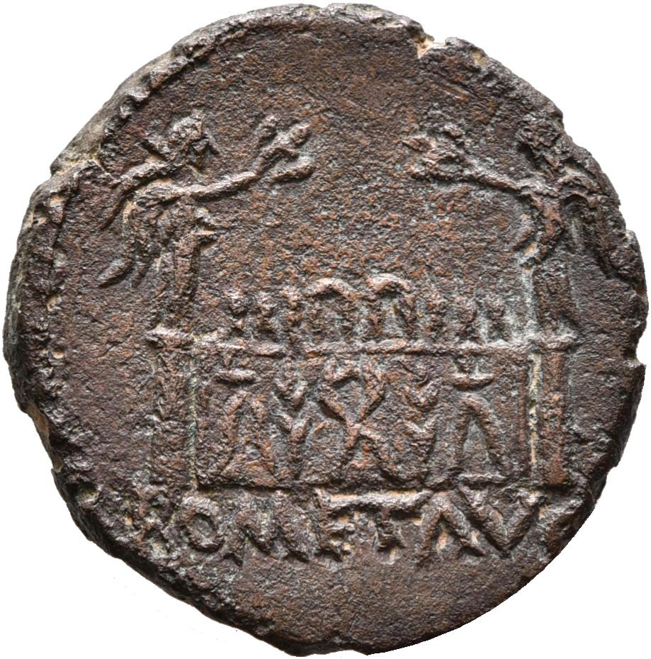 Augustus, copper-alloy as, collection photograph Rostock-ID26, reverse